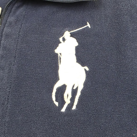 Polo Ralph Lauren Sweatshirt Mens 2XL Blue Zip Fleece Mock Neck Big Pony Logo - Picture 9 of 9
